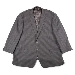 Joseph & Feiss Gold‎ Sport Coat Mens 54R Gray Executive Wool Plaid Blazer Jacket